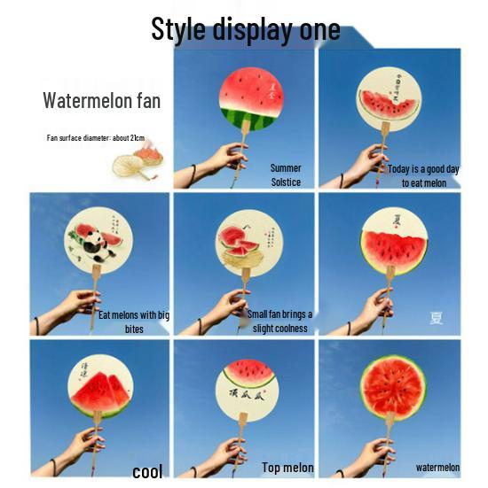 Скидка для новых посетителей: Расписанный вручную веер «Арбуз» - Портативный, Креативный китайский стиль для лета