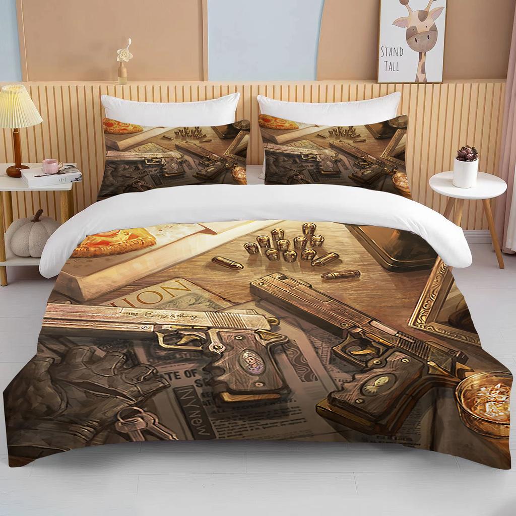 Комплект постельного белья с 3D винтовкой, револьвером, патроном, пистолетом, пододеяльником, пододеяльником, наволочкой, комплект постельного белья размера «king-size»