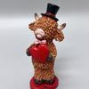 Valentine's Day Couple Highland Cow Figurine Holding Rose Love Heart Highland Cattle Resin Statue