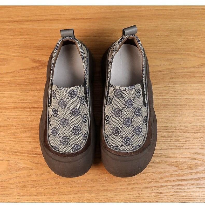 Холщовые туфли легкие одинарные туфли женские осенние новые на толстой подошве ретро ленивые повседневные