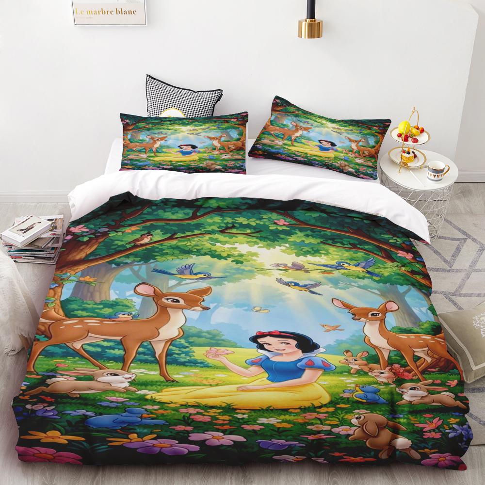 Disney Snow White Bell Princess Series Printed Bedroom Bedding Set Duvet Cover Christmas Gifts Comforte Cartoon With Pillowcase