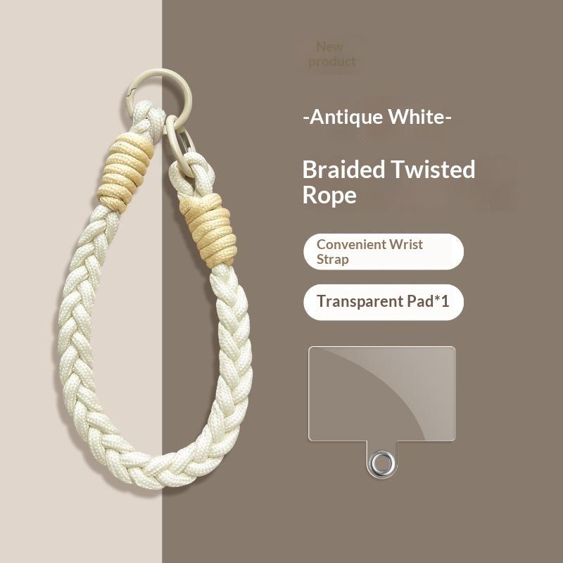 Dopamine Four-Strand Braided Short Phone Lanyard Fashion Color Block Cable-Knit Wrist Strap Durable for Running Hanging Small Accessories