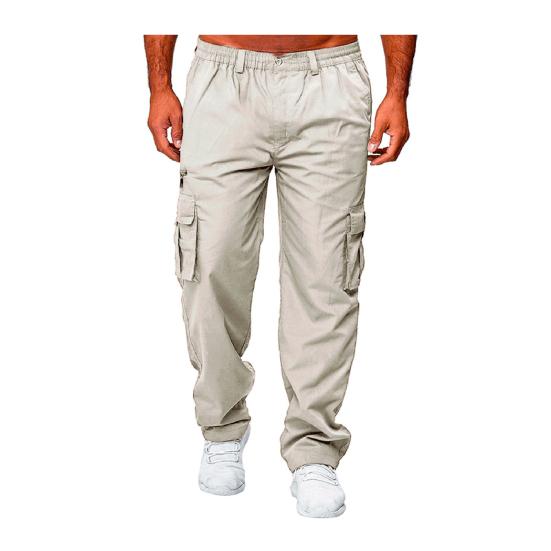 Мужские брюки-карго весна-осень с несколькими карманами, эластичный пояс, прямые штанины