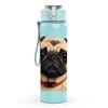 1PC Pug Dog Wrinkled Face Close Up 750ml Color Plastic Sports Water Bottle Leakproof Flip Straw Lid Suitable for Sports Office Home Use