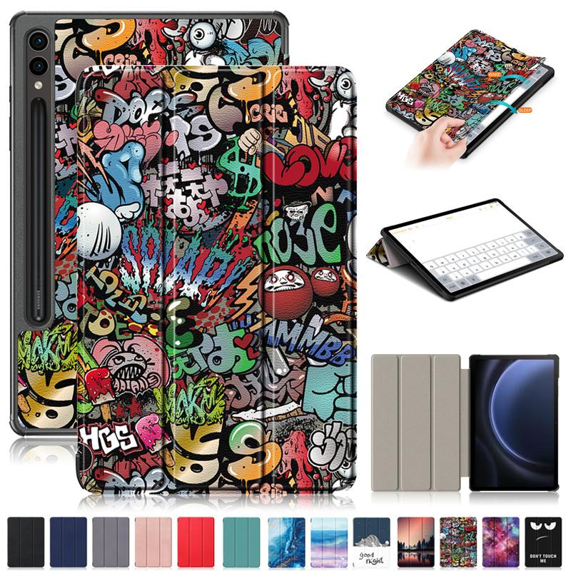 12,4-дюймовый модный чехол из кожи Smart Paint для Galaxy Tab S9 Plus S9 Fe Plus, ультратонкий противоударный защитный чехол