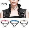 Goth Choker Necklace Faux Leather Gothic Choker Adjustable Metal O-Ring Chain Collar Cool Punk Emo Jewelry for Women Men