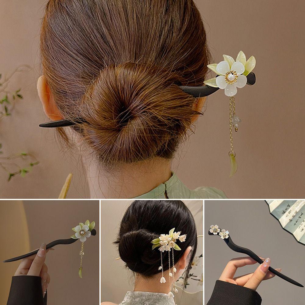 Handmade Hair Styling Tools Wooden Jewelry Accessories Hairpin Hair Clips Tassel Hair Sticks