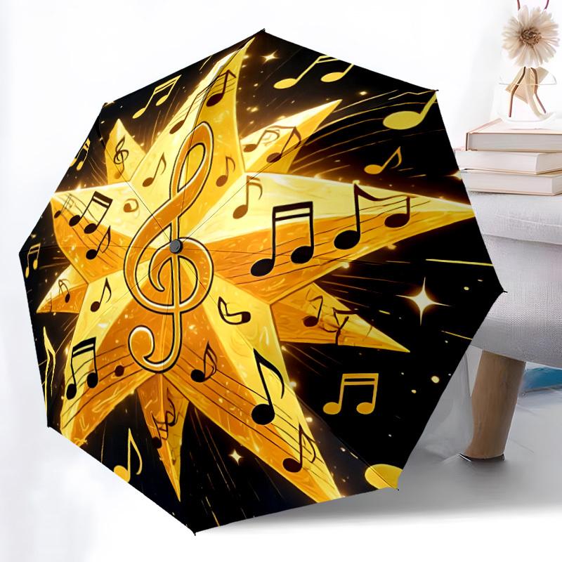 1pc Music Star Umbrella Portable Folding Umbrella Durable Iron Frame, Suitable for All Seasons Home Travel Outdoor yy260319057