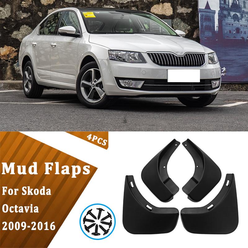 4 шт. Автомобильные брызговики крыла для Skoda Octavia 2009-2016, Автомобильные грязезащитные щитки для колес, Водонепроницаемые, Аксессуары для предотвращения разбрызгивания грязи