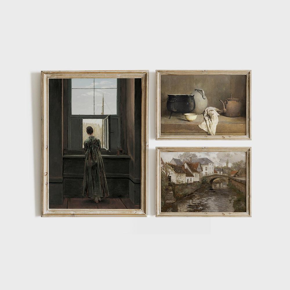 Винтажная нейтральная галерея, настенное искусство, античный постер и принты, Ретро французская картина на холсте, скандинавские настенные панно, украшение для дома