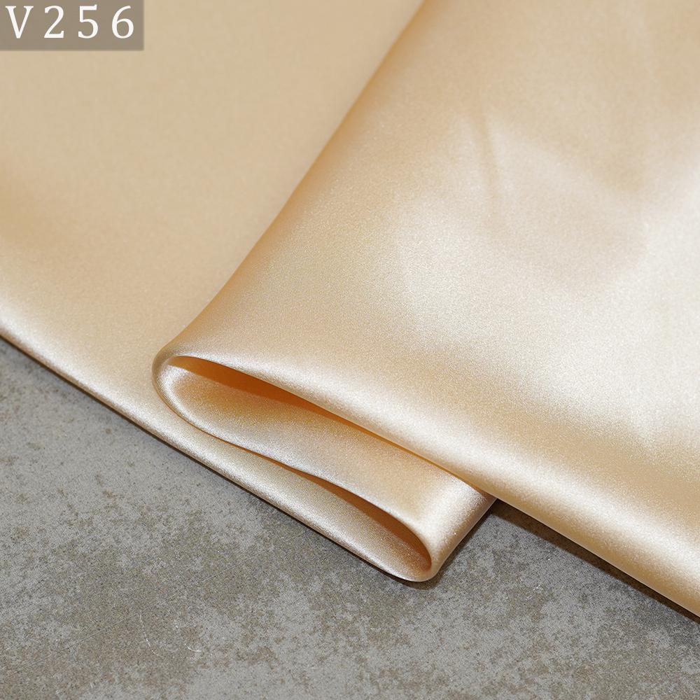 HYSK Natural Genuine Pure 100% Silk Crepe Satin Fabric Silk China Duchess Plain Brown by Meter for Dress Bedding Wedding