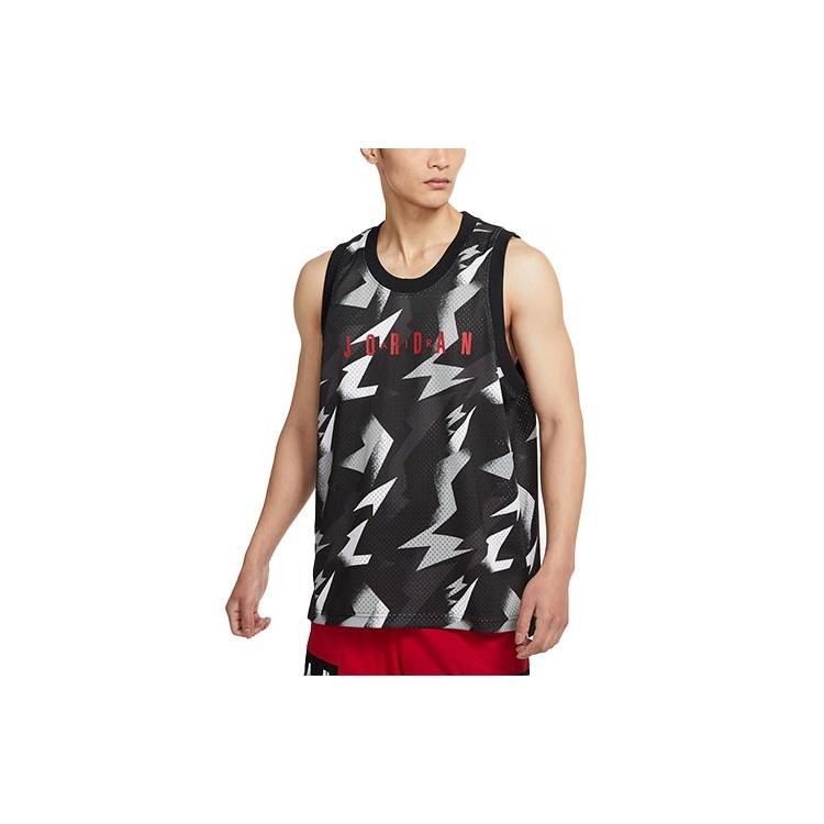 Air Jordan Contrasting Colors Pattern Alphabet Numeric Breathable Training Basketball Sports Vest Black Men's CZ4740-010