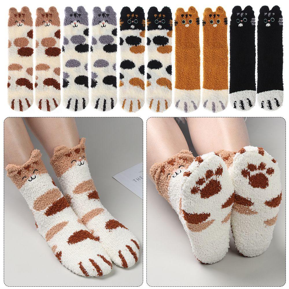Скейтборд Мягкий Сон Кровать Носок Утолщенные Коралловые бархатные носки Напольные носки Кашемировые носки Узор лапы