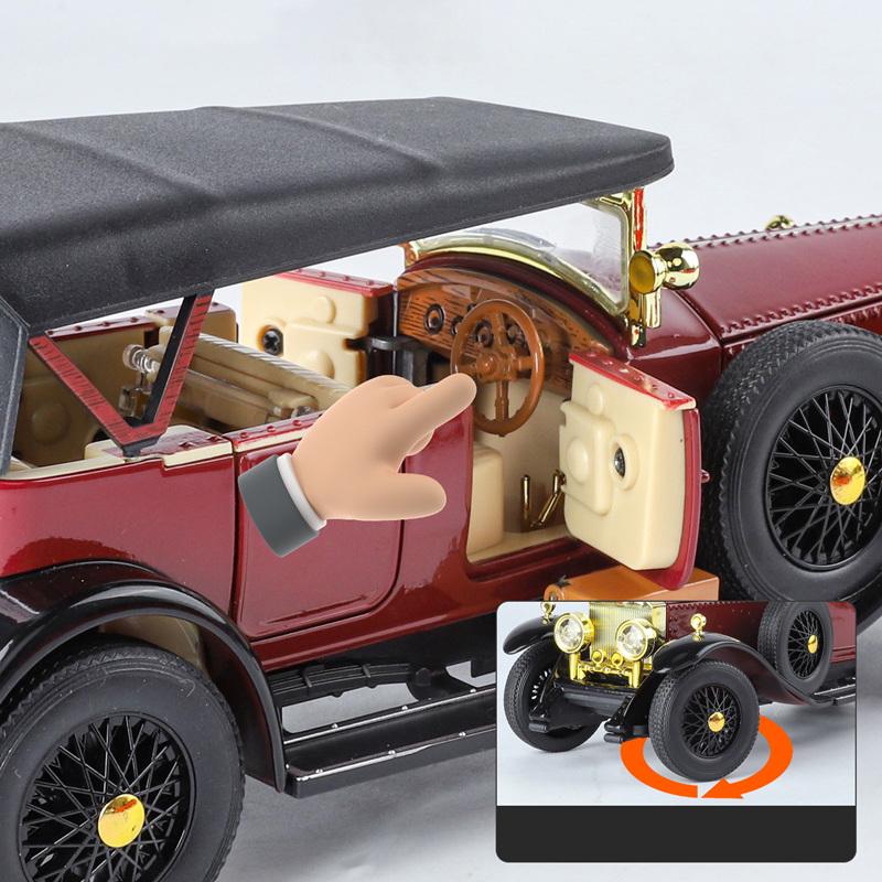 1/24 Rolls-Royce Phantom I Сплав Классическая Модель Роскошного Автомобиля Литой Металлический Игрушечный Ретро Старинные Автомобили Модель Автомобиля Звук и Свет Детский Подарок