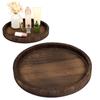Round Wood Tray Serving Platter 30cm Vintage Round Dessert Plate Multipurpose Candle Holder Tray Decorative Tray for Table