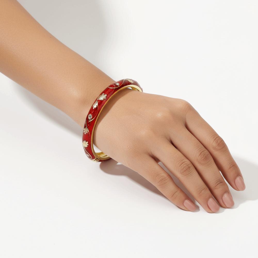 Small Floral Vintage Cloisonne Bangle Traditional Women's Hand Bracelet  Ladies