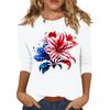 3/4 Sleeve Tops For Women T-Shirt Casual Print Tops T Shirt Round Neck Pullover Blouse