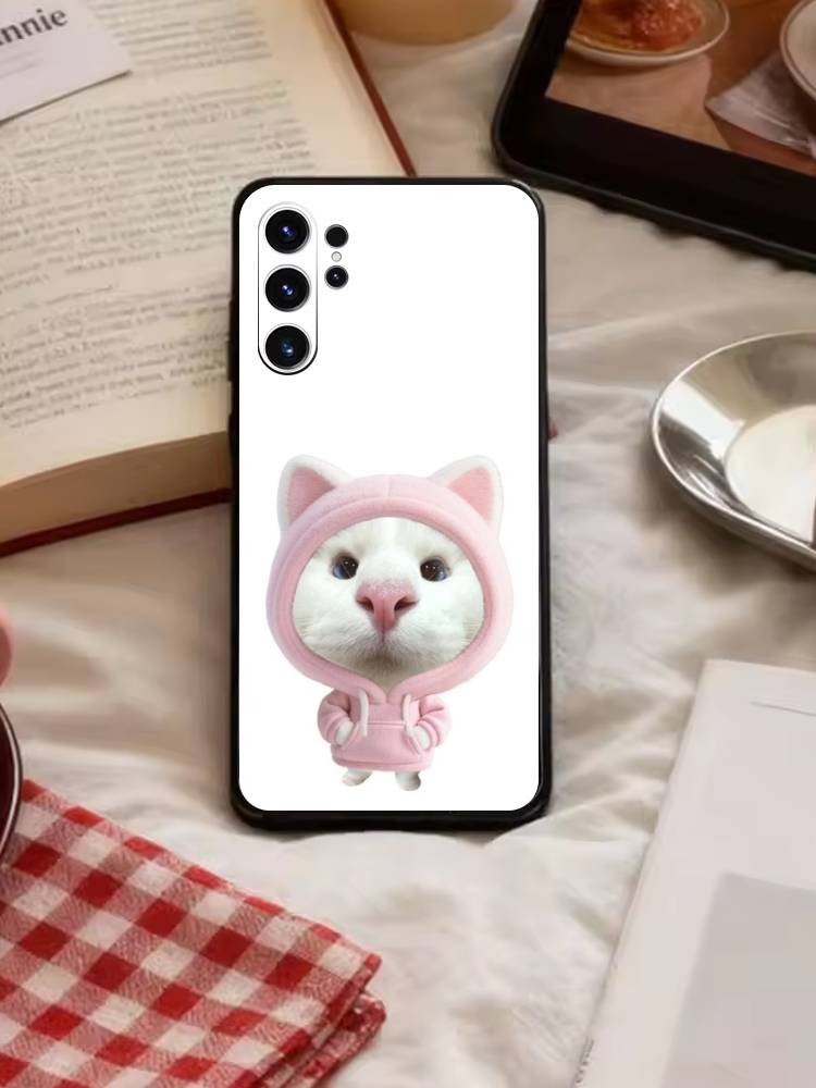 Чехол для телефона с большим глазом, глупой кошкой и мышью для Samsung S26, S25, S24, S23, S22, S21, S20, Plus, Fe, Lite, Другие, Черный чехол