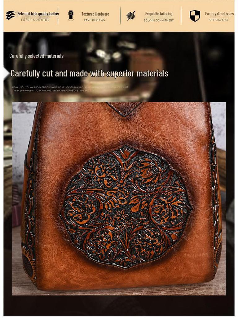 Винтажный рюкзак в китайском стиле с тиснением, большой вместимости, для повседневных путешествий, для женщин