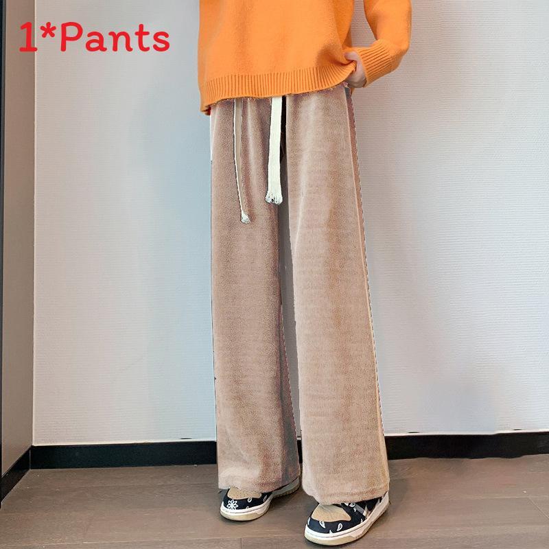 Cotton Corduroy Wideleg Pants For Women Autumn Winter With High Waist And Loose Fit