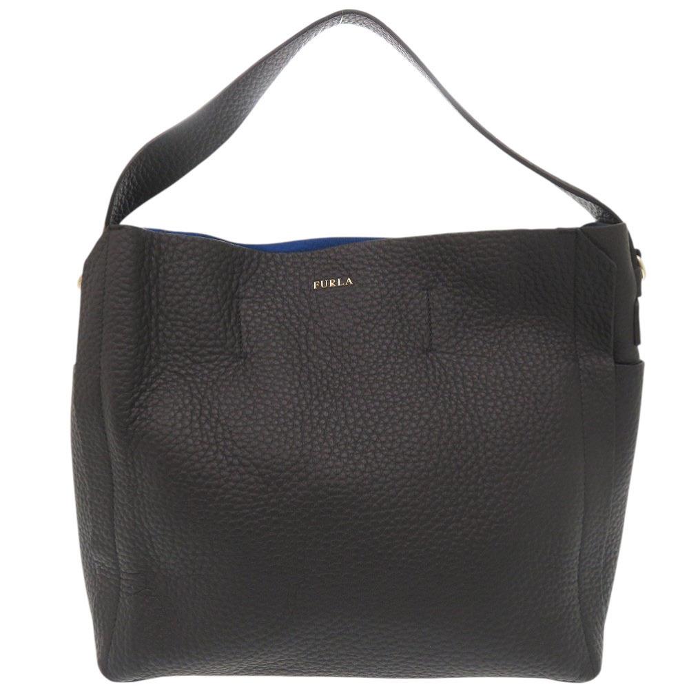 Used AUTHENTIC Furla one shoulder CapriccioShoulder Bag Black Leather