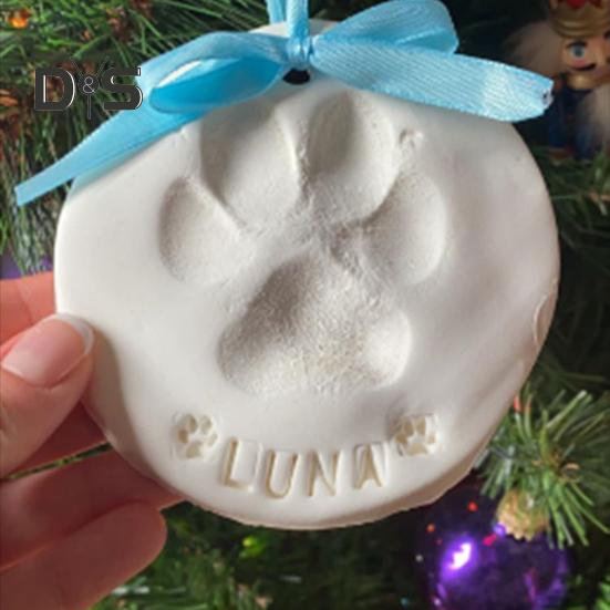 2 Pcs Dog/Cat Paw Print Kit DIY Pet Paw Print Hanging Ornament with Customization Tools And Display Stand Clay Pawprint Keepsake Kit