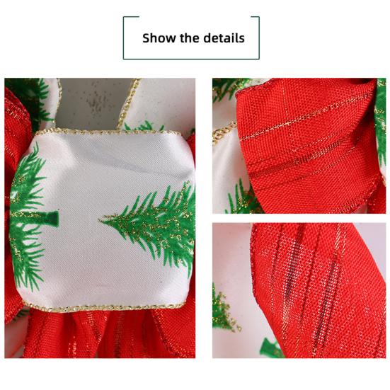 Yousheng Christmas Tree Topper Bow Striped Print Xmas Wreath Gift Bow Christmas Home Indoor Outdoor Decoration