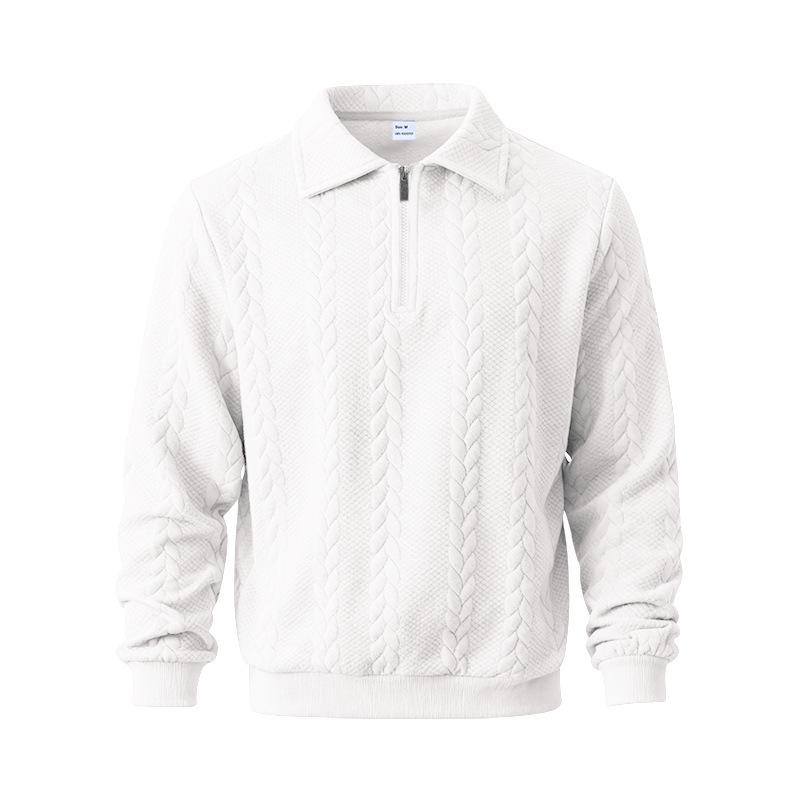 Мужская плотная текстурированная футболка-поло на молнии с воротником для весны/осени 2026