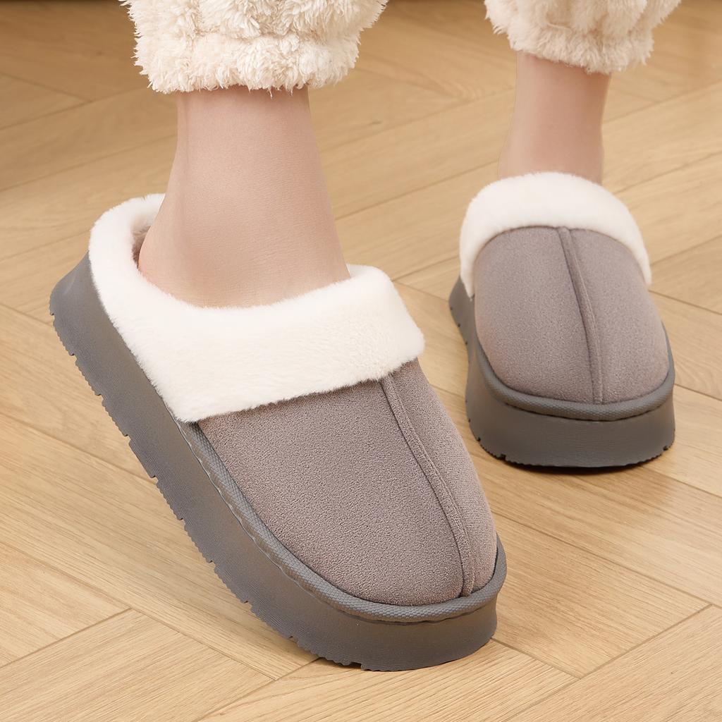 Platform Women Home Slippers Plush Warm Thick Bottom Slides Breathable Soft Non-slip Slippers Indoor Outdoor Men Casual Slippers