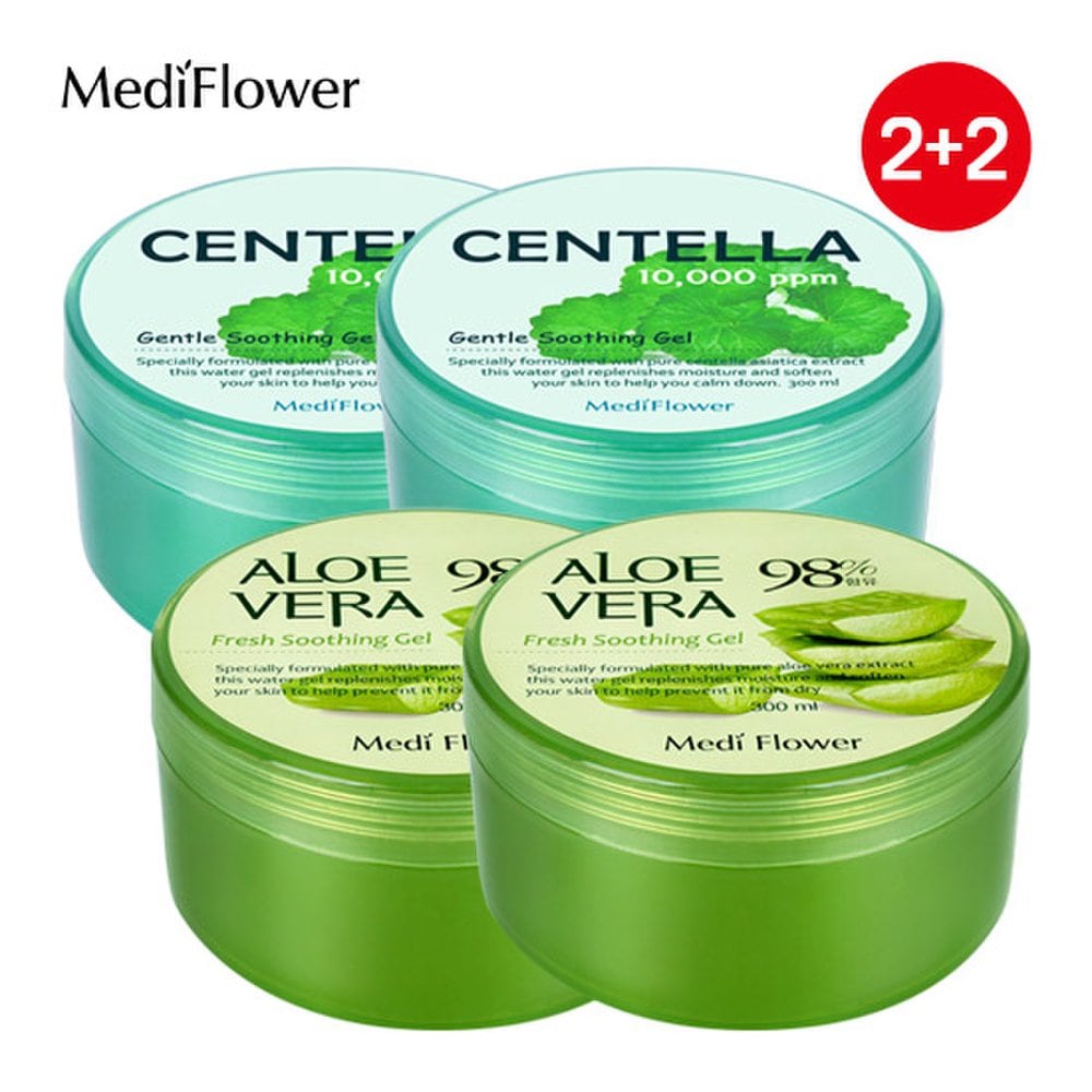 Успокаивающий гель Aloe Vera Fresh 300 мл x 2 + Нежный успокаивающий гель Centella Gentle 300 мл x 2