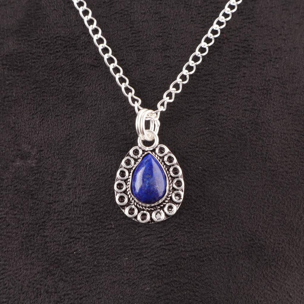 Предложение ко Дню дружбы Натуральный лазурит 925 стерлинговое серебро Новый кулон Ювелирное изделие PP-26-31