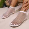 Large Size Women's Shoes Summer New Fishing Net Socks Hollow Diamond Hole Shoes Sexy Foot Flat Sandals