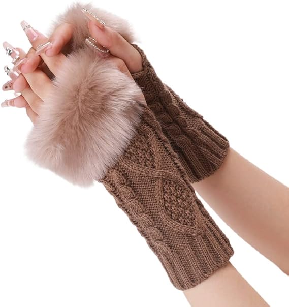 Утеплители для рук, перчатки без пальцев с отверстием для большого пальца, вязаные варежки, зимний подарок, теплые перчатки для женщин