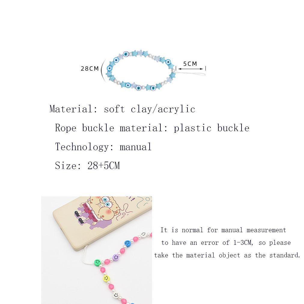 Симпатичная короткая подвеска для мобильного телефона в виде смайлика в виде звезды из мягкой глины разных цветов, бисер, ювелирное изделие.