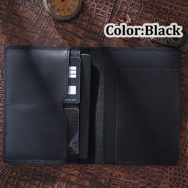 High Quality Vintage Natural Crazy Horse Cowhide Travel Passport Covers Men Genuine Leather Driver License Case Credit Card Holder Handmade