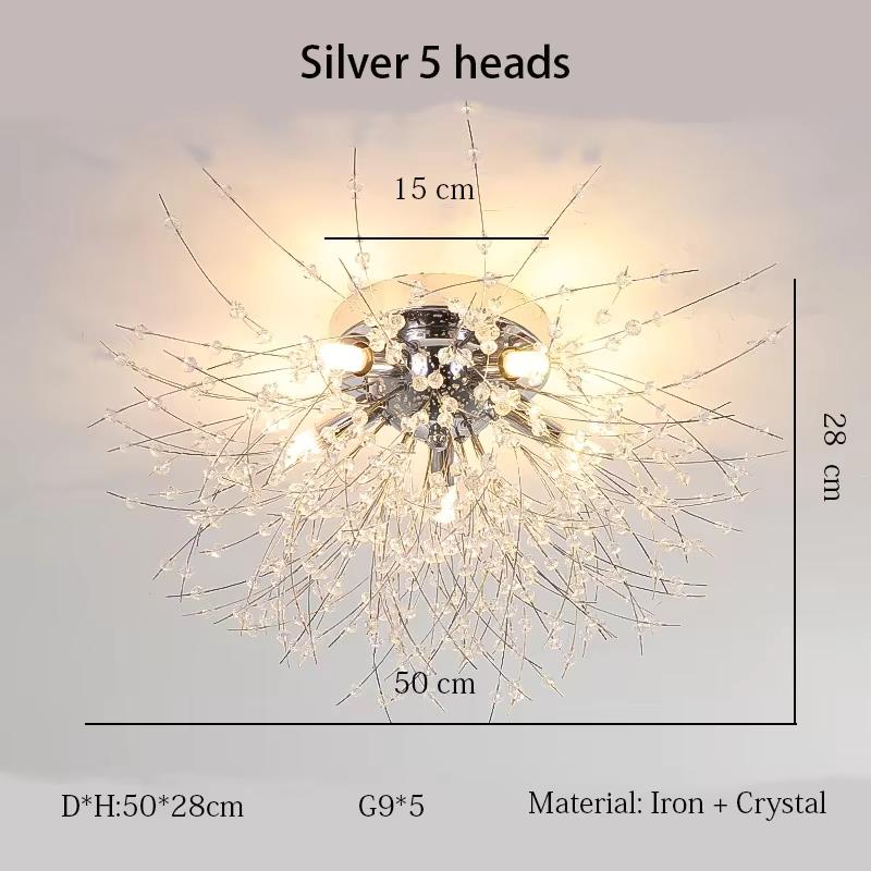 Nordic Modern Dandelion Ceiling Light Crystal Light Romantic Bedroom Dining Room Living Room Firefly Fireworks Lighting(bulb NOT Included)