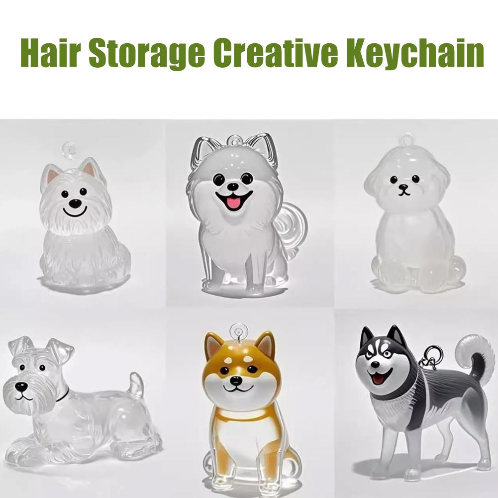 Clear Pet Hair Keychain Cute Dog Fur Keepsake Holder Transparent Pet Hair Creative Storage Small Items