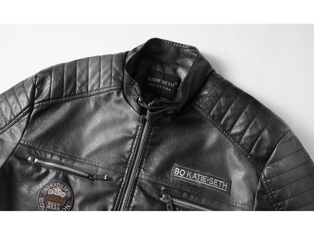 Мужская мотоциклетная куртка Cross-Border из искусственной кожи, европейский/американский стиль, Modern Tough Guy, плюс бархат.