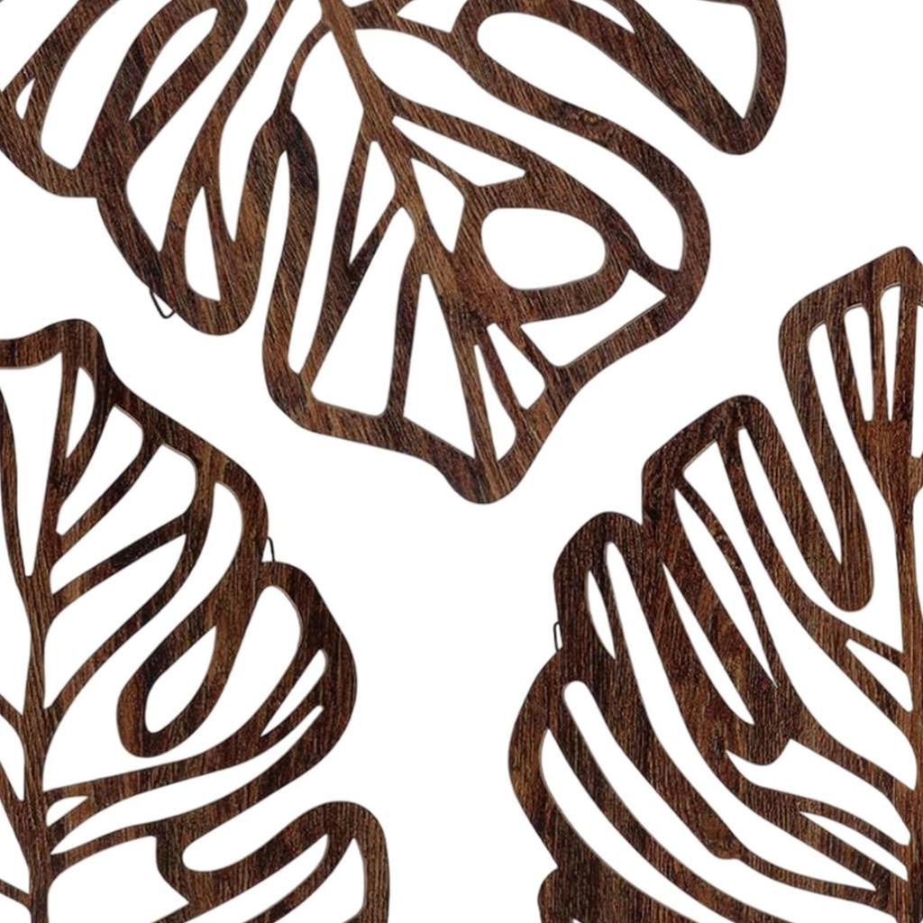 3 Pieces Palm Leaves Wood Art for Living Room And Garden