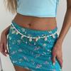 Bohemian Y2k Summer Waist Chain Sea Star Imitation Pearl Shell Waist Link Ocean Beach Bikini Alloy Body Chain for Women Girls
