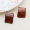 Silver Needle Marbled Resin Square Earrings: European Light Luxury High-End Maillard Brown Amber Studs for Women