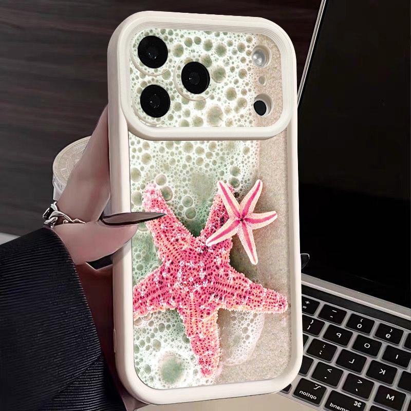Мягкий чехол из ТПУ для iPhone 17 Pro 15 16 Pro Max 14 13 Pro Max 16e 17e Ударопрочный с рисунком морской звезды Силиконовый защитный чехол