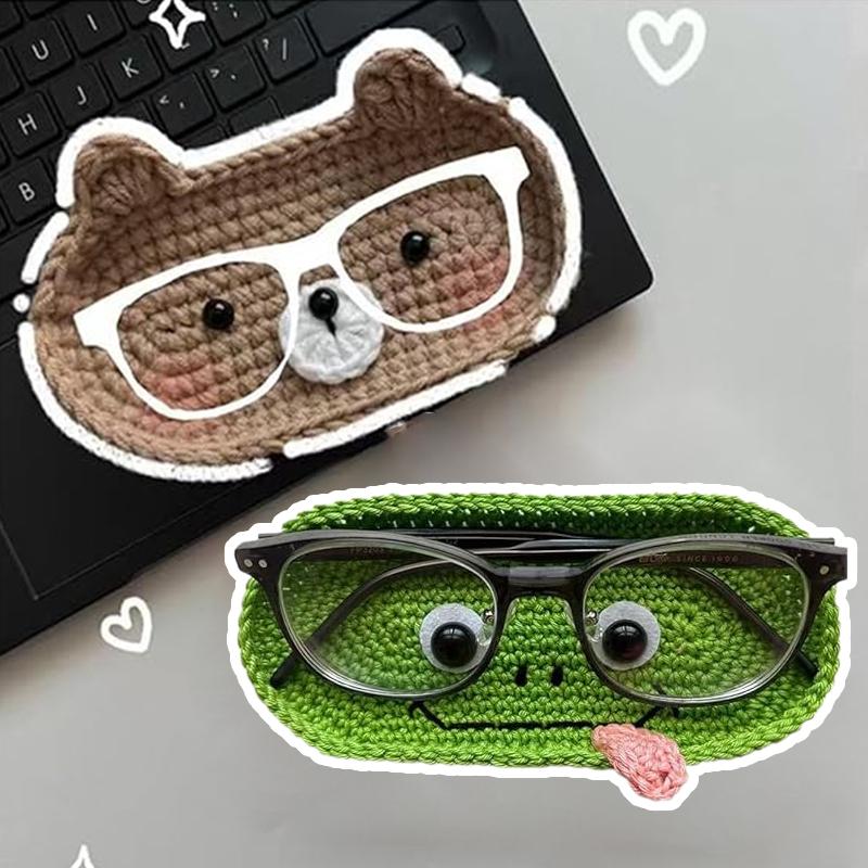 Вязаный крючком держатель для очков – Держатель для очков для стола и прикроватной тумбочки – Милый чехол и органайзер для очков