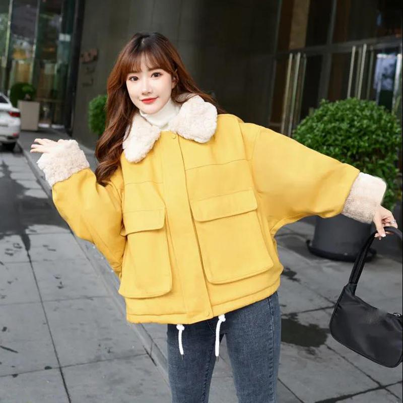 Плюс бархатное толстое зимнее пальто женское свободное хлопковое пальто плюс бархатная поло с вырезом для сохранения тепла и комфорта мягкая женская хлопковая куртка