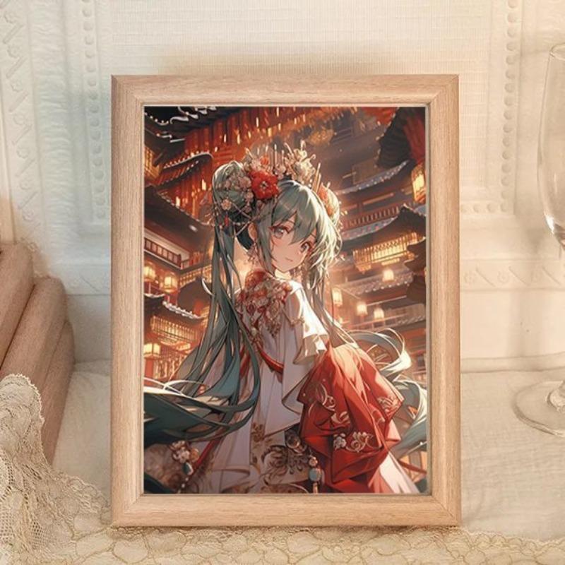 7-дюймовая фоторамка в китайском стиле Хацунэ Мику с креативной декоративной подставкой, элегантное настольное украшение для студентов, продвинутое декоративное искусство в подарок