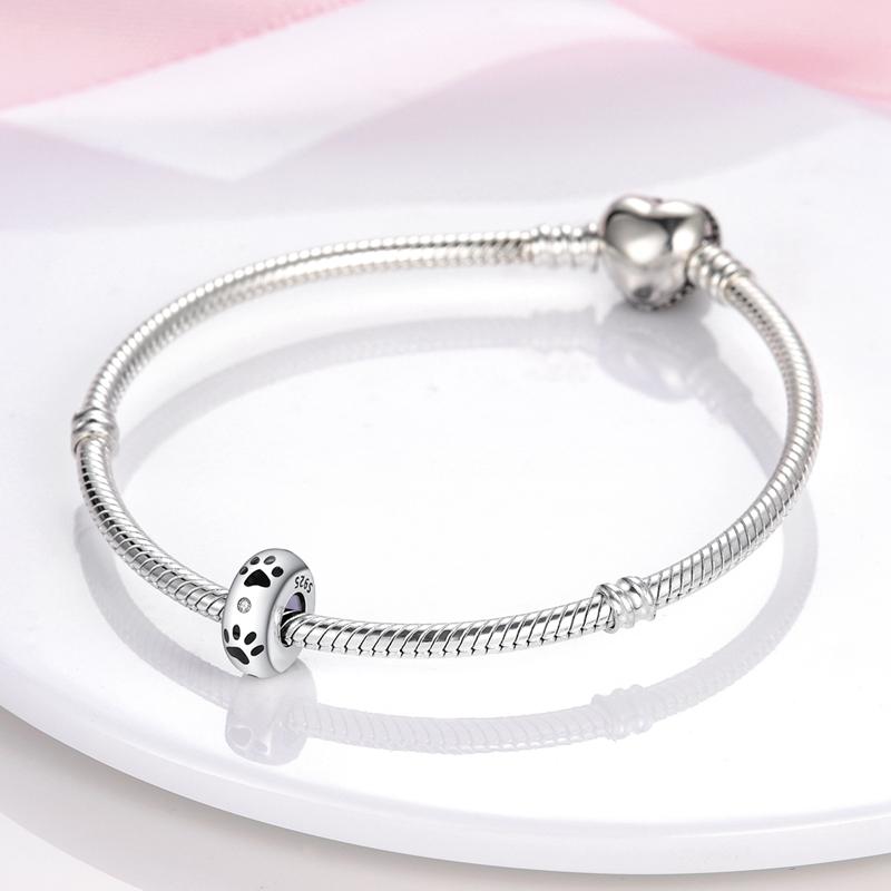 925 Silver Charms Silicone Spacer Beads Fit Bangle Bracelet DIY Gift For Women Jewelry Making