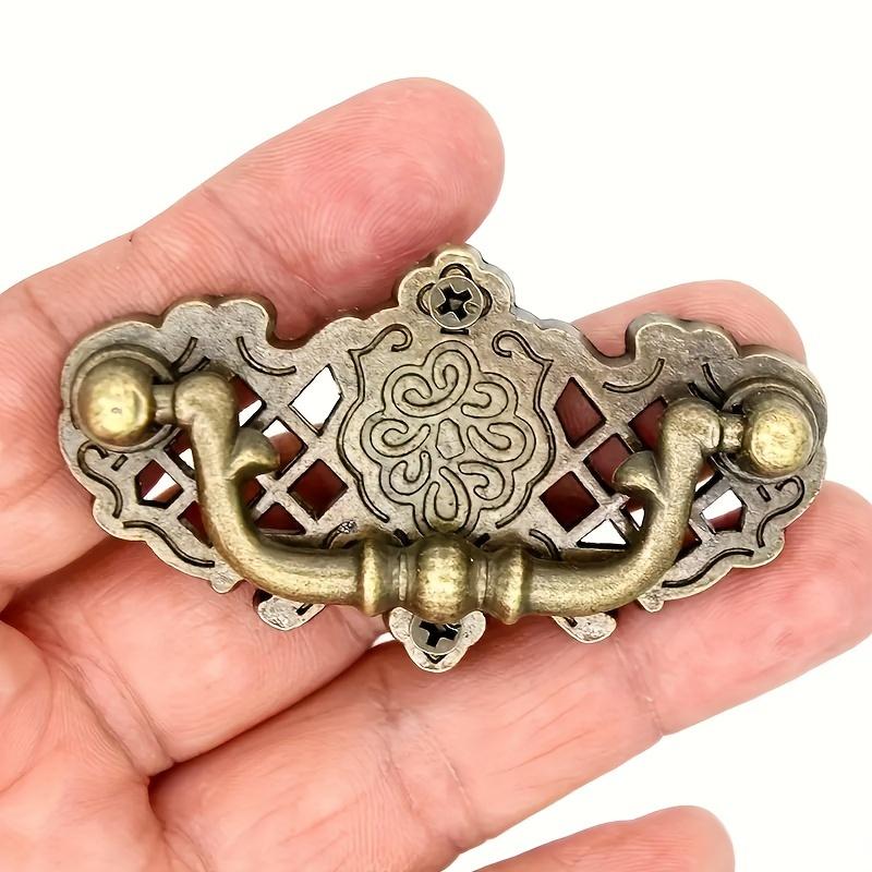 6pcs Vintage European Gift Box Furniture Flower Handle Knobs, Zinc Alloy Hollow Handles, Organizer and Box Handles with Mounting Screws, 6.6*3.7cm