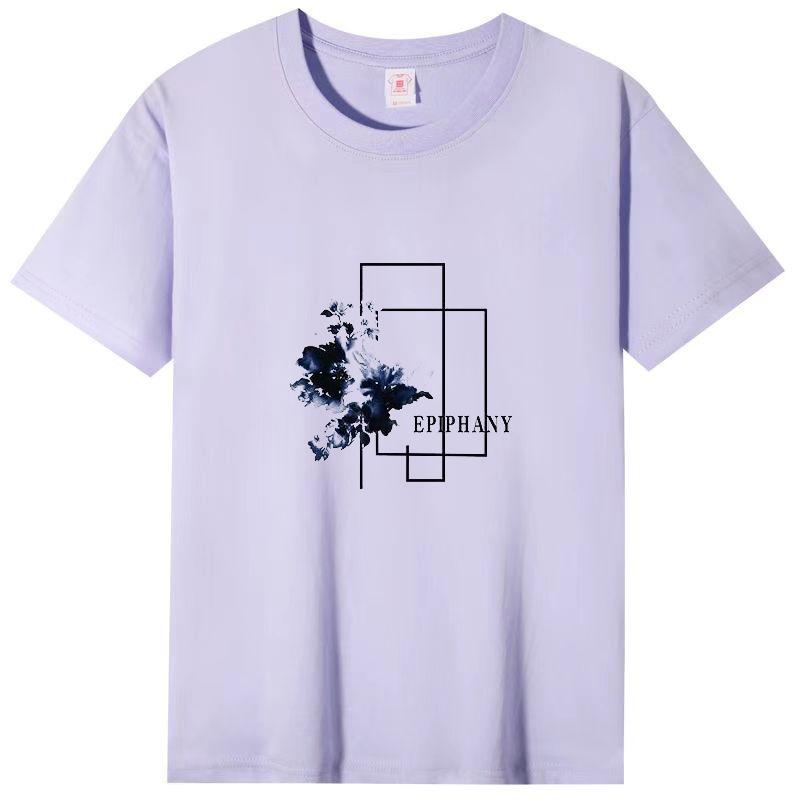 Футболка из хлопка с короткими рукавами для женщин 2024 года, новые модные свободные топы средней длины