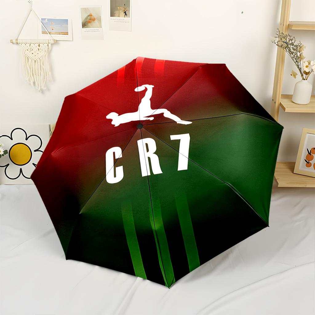 Ronaldo's Iconic Number Seven Compact Travel Automatic Umbrella Sturdy 8-Rib Shaft Lightweight All-Season Use Elegant Umbrella