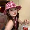 Elegant Plaid Pattern Casual Versatile Sun Hats with Windproof Rope Women's Summer Wide Brim Outdoor Hats